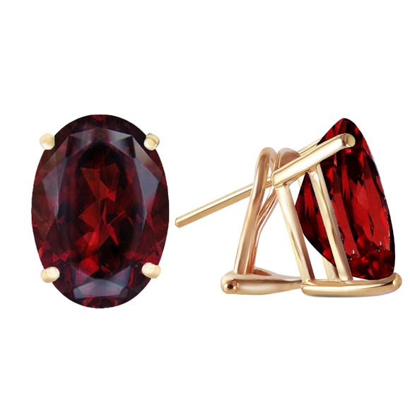 14K GOLD FRENCH CLIPS EARRING WITH NATURAL GARNETS